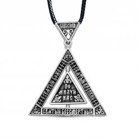 Православная подвеска из черненого серебра на текстильном шнурке Иордань Б-П-218/1 Трисвятое Б-П-218/1 Трисвятое фото